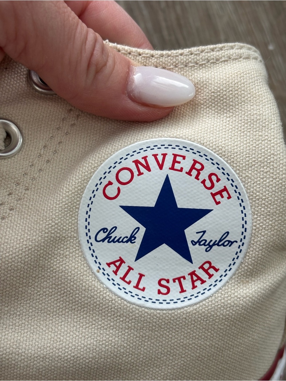 Converse All Star High Top Sneakers in Cream with Red Trim - Picture 5 of 5